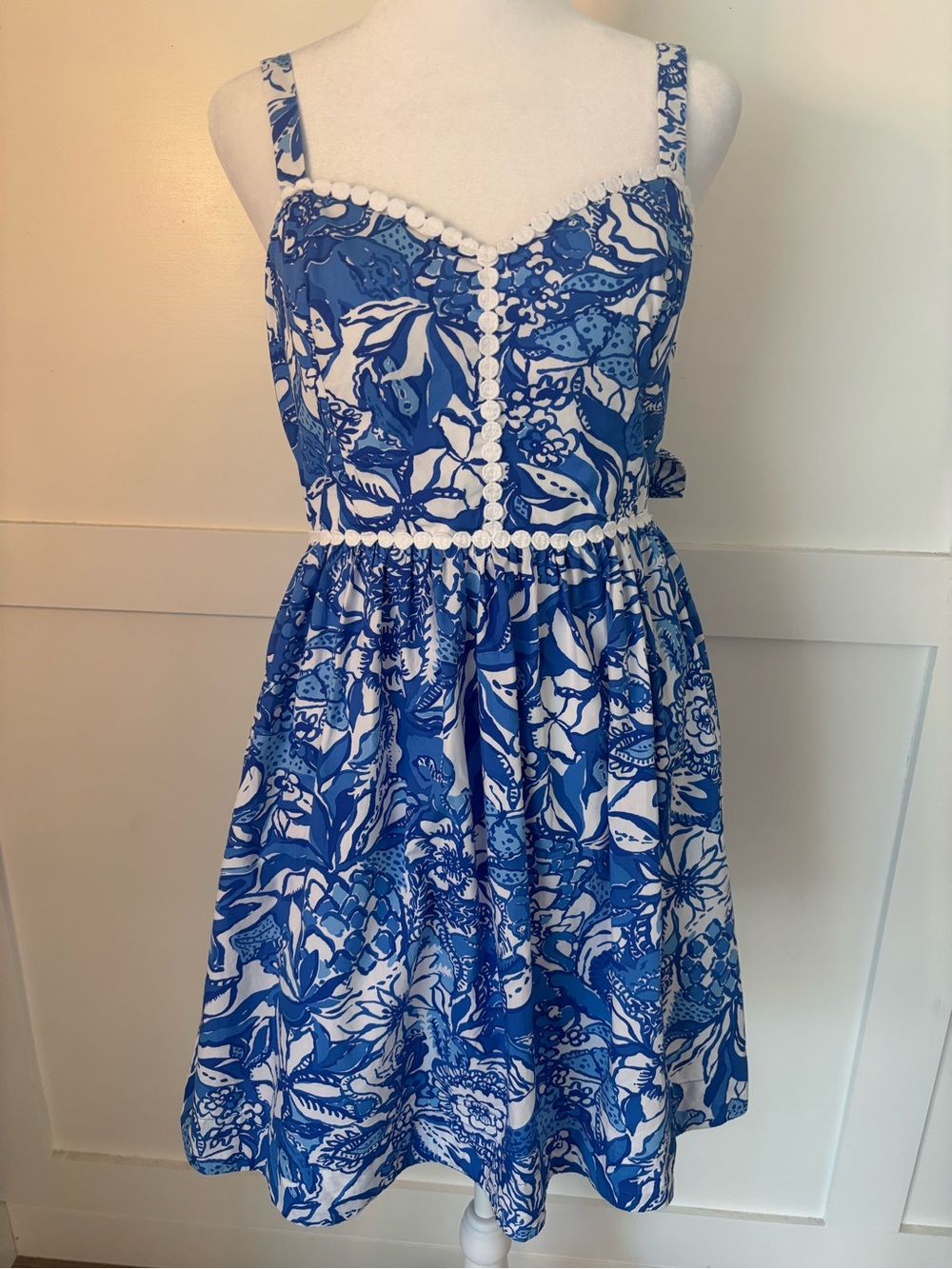 Lilly Pulitzer Haylan Cotton Dress Blue Tang Flocking Fabulous size 4